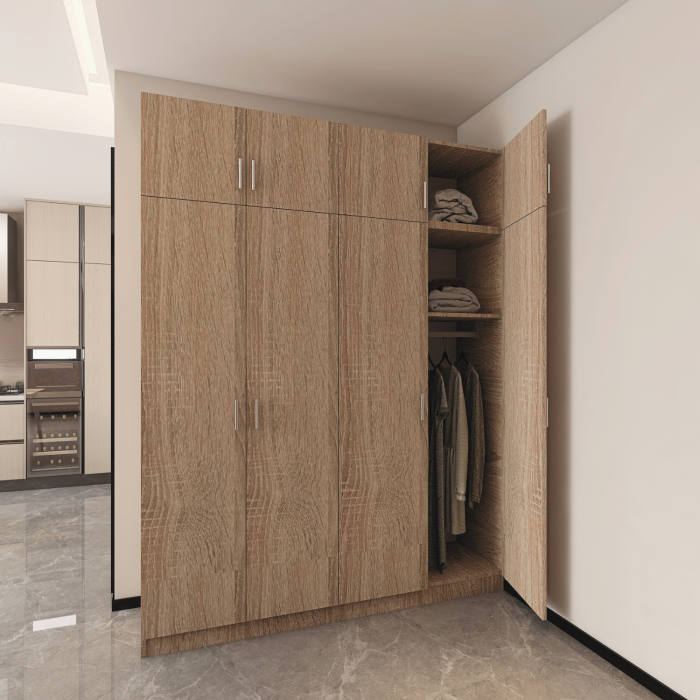 Dulap cu 4 usi cu suprapozabil H240 x L160 x A52cm, Culoare Stejar Sonoma, Material PAL 18mm [3]