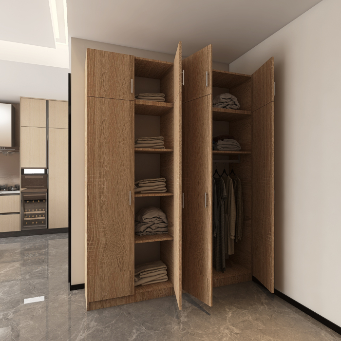 Dulap cu 4 usi cu suprapozabil H240 x L160 x A52cm, Culoare Stejar Sonoma, Material PAL 18mm [2]