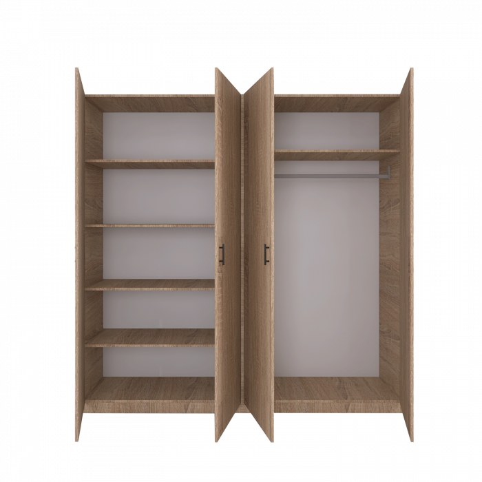 Dulap cu 4 usi H200 x L160 x A52cm, Culoare Stejar Sonoma, Material PAL 18mm [6]