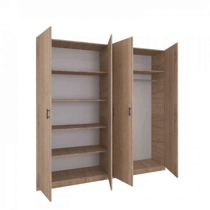 Dulap cu 4 usi H200 x L160 x A52cm, Culoare Stejar Sonoma, Material PAL 18mm [3]