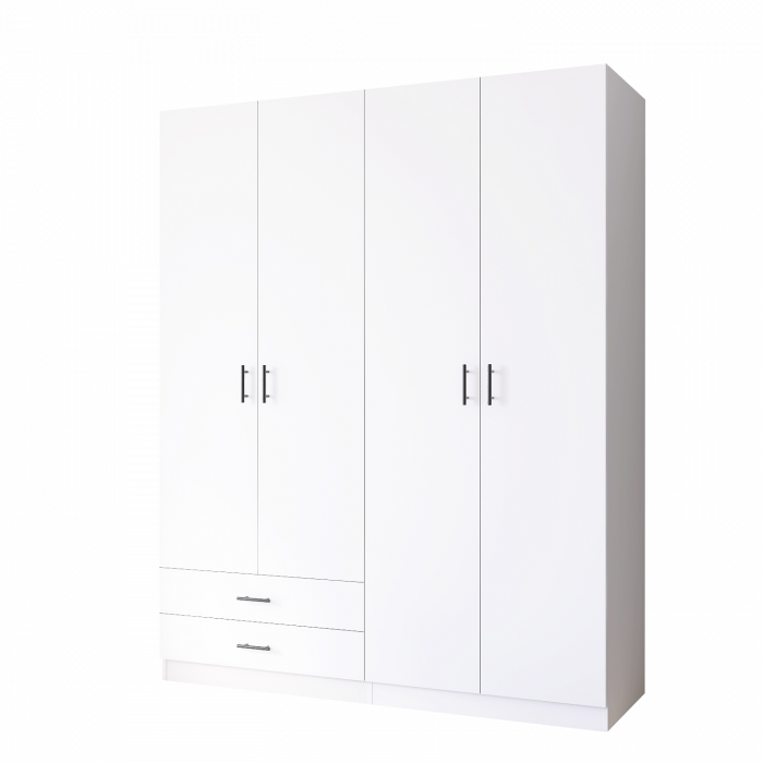 Dulap cu 4 usi si 2 sertare H200 x A52 x L160 cm, Pal 18mm, Culoare Alb [4]