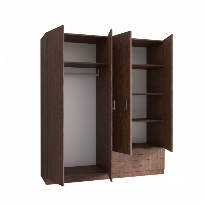 Dulap cu 4 usi si 2 sertare H200 x A52 x L160 cm, Pal 18mm, Culoare Wenge [1]