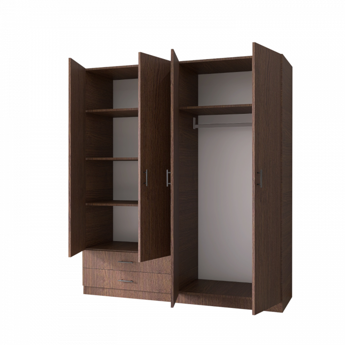 Dulap cu 4 usi si 2 sertare H200 x A52 x L160 cm, Pal 18mm, Culoare Wenge [3]