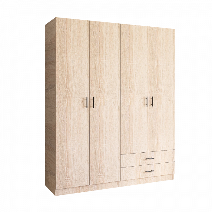 Dulap cu 4 usi si 2 sertare H200 x A52 x L160 cm, Pal 18mm, Culoare Stejar Sonoma [2]