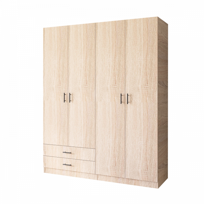 Dulap cu 4 usi si 2 sertare H200 x A52 x L160 cm, Pal 18mm, Culoare Stejar Sonoma [4]