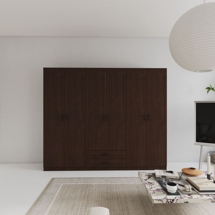 Dulap cu 6 usi L240 x H200 x A52 cm, Culoare Wenge, Pal 18mm [3]
