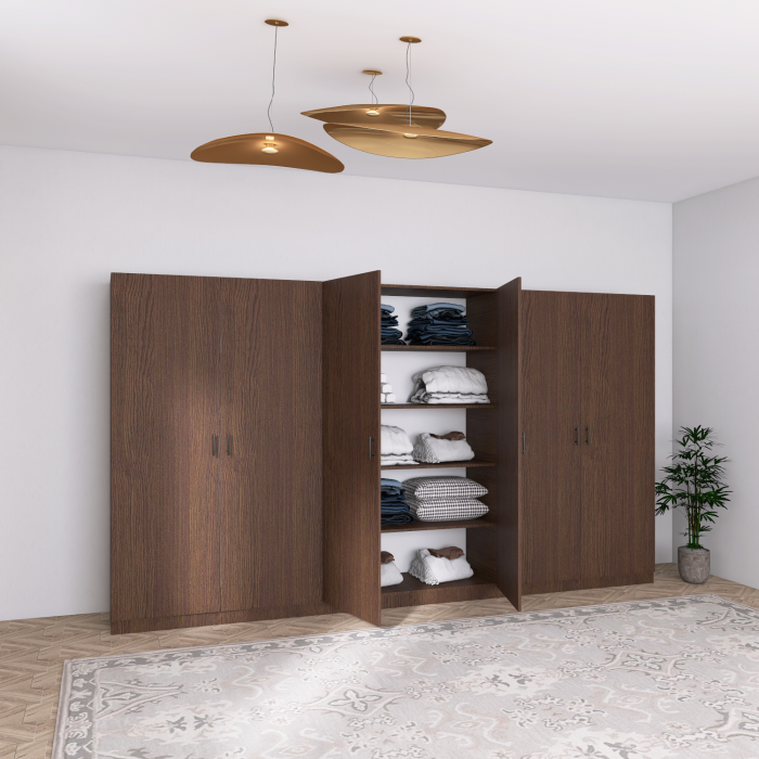 Dulap Dormitor 6 usi cu rafturi,H200 x L240 x A50cm,  Culoare WENGE, Pal 18mm, Cant ABS [2]