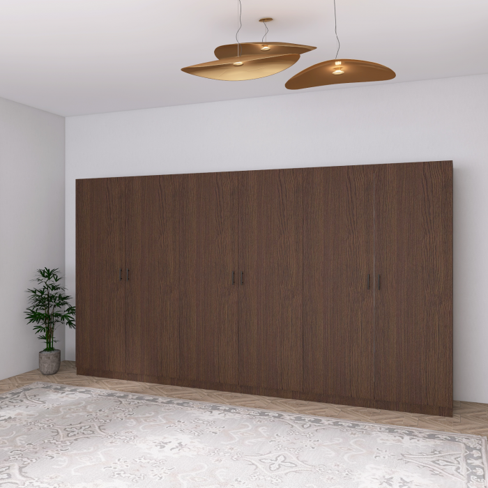 Dulap Dormitor 6 usi cu rafturi,H200 x L240 x A50cm,  Culoare WENGE, Pal 18mm, Cant ABS [3]