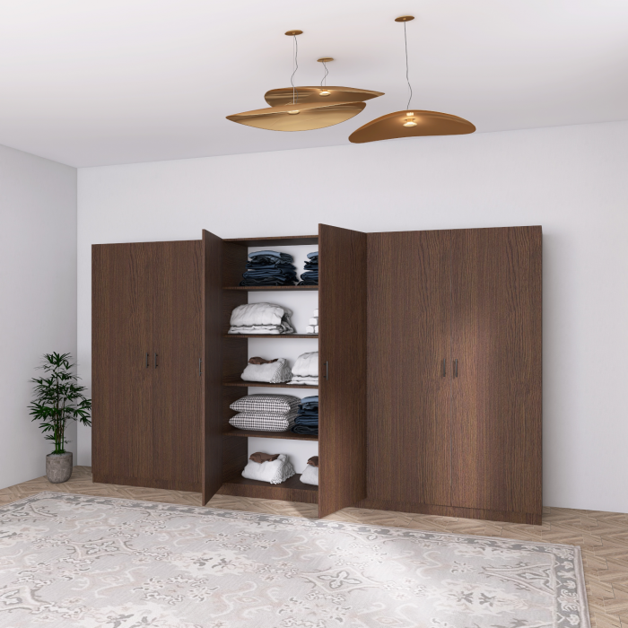 Dulap Dormitor 6 usi cu rafturi,H200 x L240 x A50cm,  Culoare WENGE, Pal 18mm, Cant ABS [4]