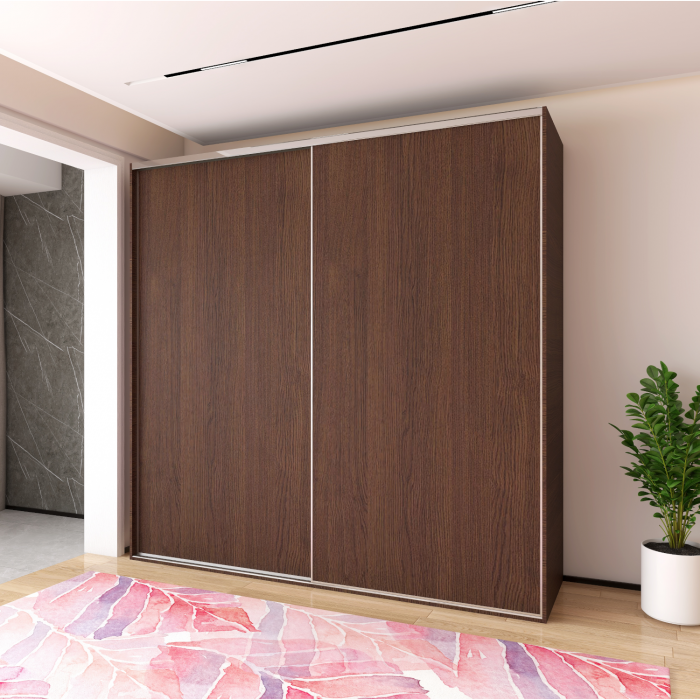 Dulap Dormitor usi Culisante H200 x A60 x L200, Culoare Wenge, Pal 18mm, Manere Aluminiu [2]