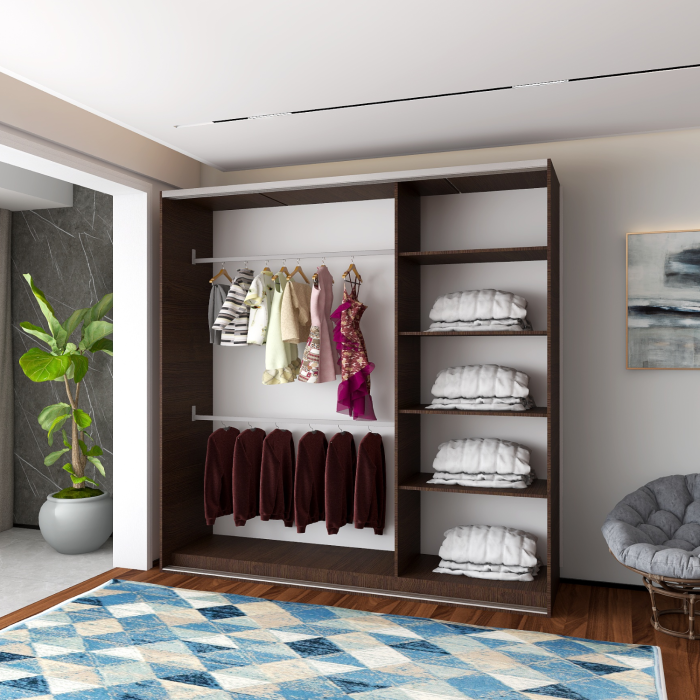 Dulap Dormitor usi Culisante H200 x A60 x L120, Culoare Wenge, Pal 18mm, Manere Aluminiu [3]