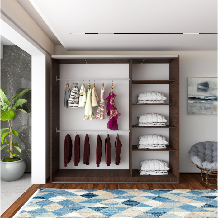 Dulap Dormitor usi Culisante H200 x A60 x L120, Culoare Wenge, Pal 18mm, Manere Aluminiu [4]
