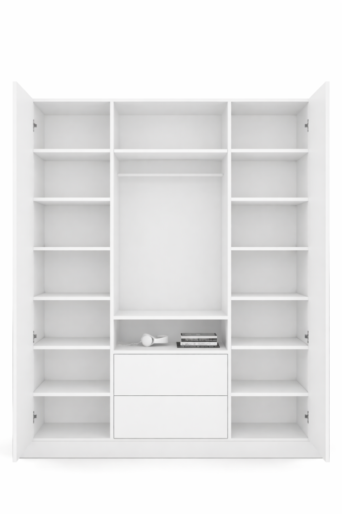 Dulap London 3 usi 180 x 52 x 240 cm, Culoare corp alb  , fronturi mdf vopsit alb gravat [2]