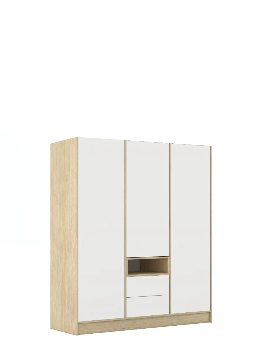 Dulap London 150 x 50 x 200 cm, Culoare Stejar Sonoma , Fronturi Mdf vopsit Alb Mat [1]
