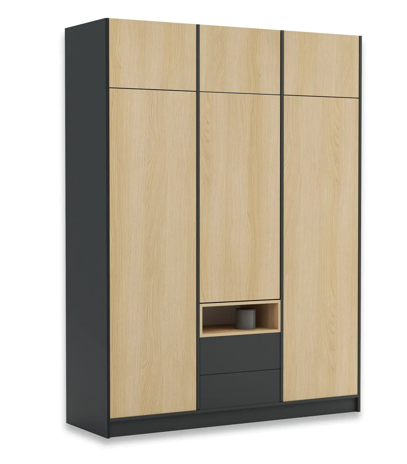 Dulap London 150 x 52 x 240 cm, Culoare Antracit Cutia , Fronturi Stejar Sonoma [1]