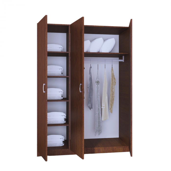 Dulap Oslo , 3 Usi  Wenge, 120 x 52 x 200 cm, Material Pal 18mm [2]
