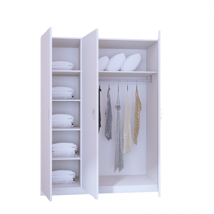 Dulap Oslo , 3 Usi  Alb, 120 x 52 x 200 cm, Material Pal 18mm [2]