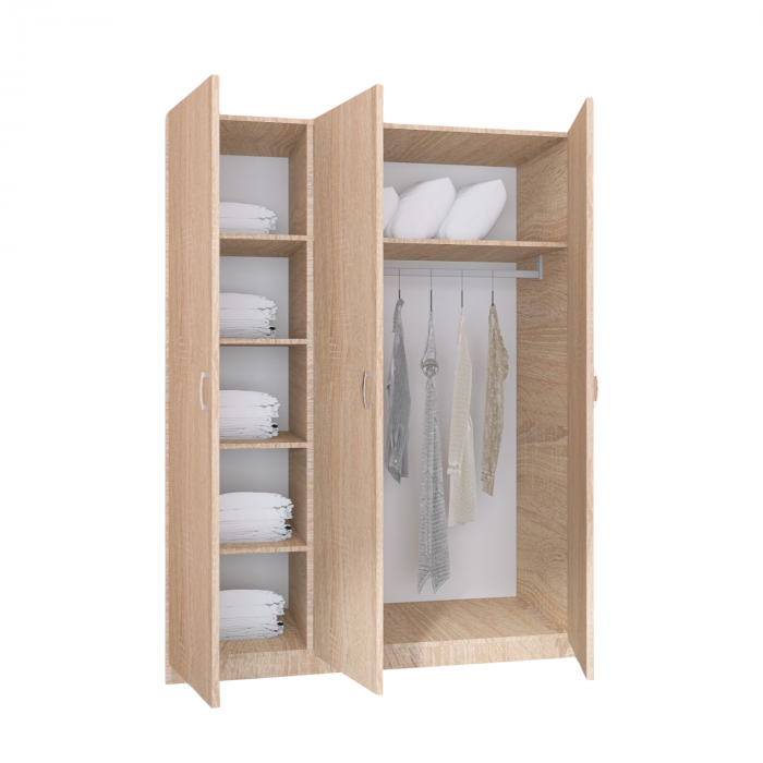 Dulap Oslo , 3 Usi  Stejar Sonoma , 120 x 52 x 200 cm, Material Pal 18mm [2]