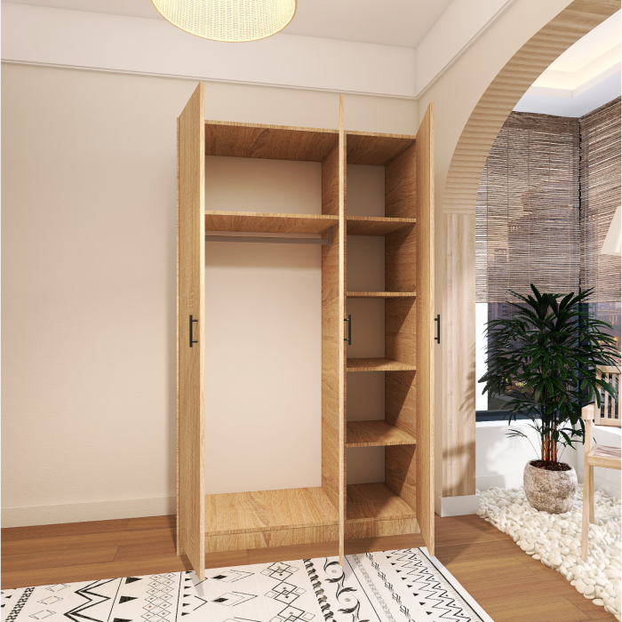 Dulap Oslo , 3 Usi  Stejar Sonoma , 120 x 52 x 200 cm, Material Pal 18mm [2]