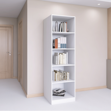 BIBLIOTECI - Bibliotecă cu 4 rafturi – H200 x A30 x L40 cm, Culoare Alb, Pal 18mm