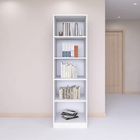 Bibliotecă cu 4 rafturi – H200 x A30 x L40 cm, Culoare Alb, Pal 18mm [2]