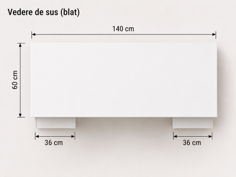 Birou cu 3 sertare si buncher, L140 x H70 x A60 cm, Culoare Alb, Pal 18mm [3]