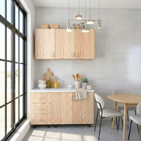 BUCATARII STANDARD - Bucatarie ADA 100 cm, Culoare Stejar Sonoma,  Pal 18mm, Blat Termorezistent 2,8 CM Grosime