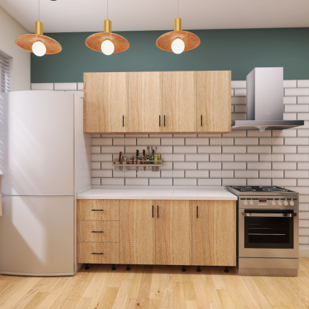 BUCATARII STANDARD - Bucatarie ADA 160 cm, Culoare Stejar Sonoma,  Pal 18mm, Blat Termorezistent 2,8 CM Grosime