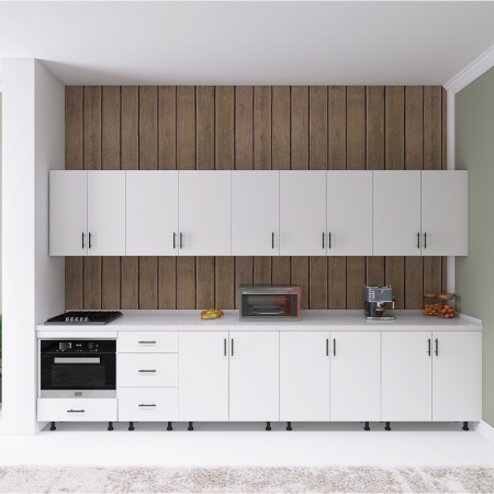 Bucatarie ADA 340 cm, Culoare Alba,  Pal 18mm, Blat Termorezistent 2,8 CM Grosime [2]