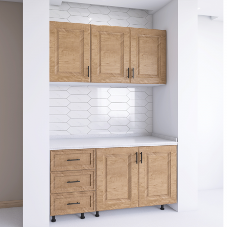 Bucatarie Fronturi MDF 120 cm, Culoare Nuc, Pal 18mm, Blat Termorezistent 2,8 cm [3]