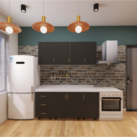 BUCATARII STANDARD - Bucatarie Gri Antracit, Dimensiune 160 cm, Material MDF VOPSIT, Carcasa Pal 18mm