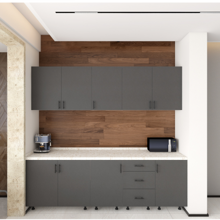 BUCATARII - Bucatarie Gri Antracit, Dimensiune 200 cm, Material MDF VOPSIT, Carcasa Pal 18mm