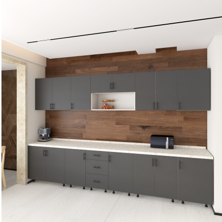 Bucatarie Gri Antracit, Dimensiune 300 cm, Material MDF VOPSIT , Carcasa Pal 18mm [1]