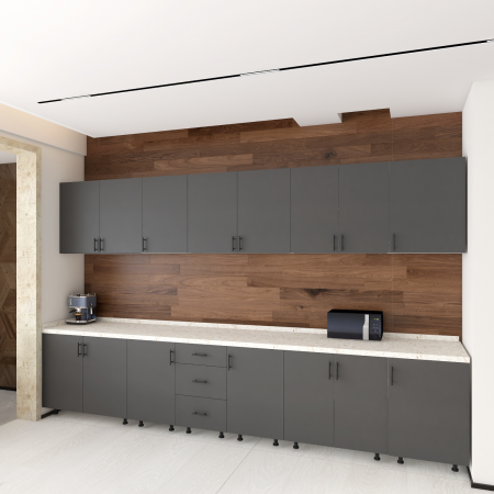 Bucatarie Gri Antracit, Dimensiune 300 cm, Material MDF Infoliat, Carcasa Pal 18mm [1]