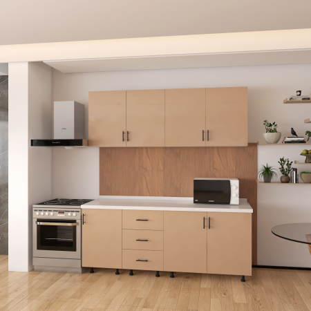 Bucatarie MIA 160 cm, Culoare Capucino, Front MDF infoliat 3D, cutii Pal 18mm, Blat Termorezistent 2,8 cm [2]