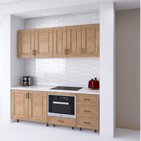 Bucatarie Torino 180 cm, Culoare Nuc, MDF 18mm, Blat Termorezistent 2,8 cm [2]