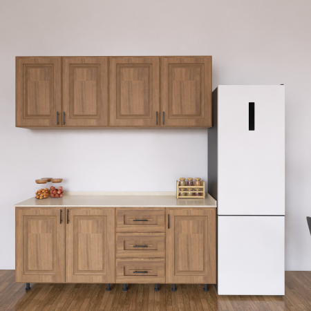 BUCATARII - Bucatarie Torino 200 cm, Culoare Nuc,  Fronturi MDF infoliat 18mm, Blat Termorezistent