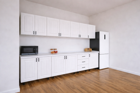 Bucătărie Torino 240 cm MDF ALB – Set complet cu blat termorezistent [2]