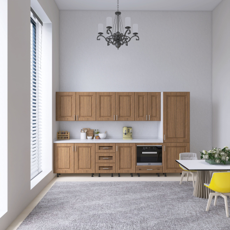 Bucatarie Torino 280 cm, Culoare Nuc, MDF 18mm, Blat Termorezistent 2,8 cm Grosime [5]