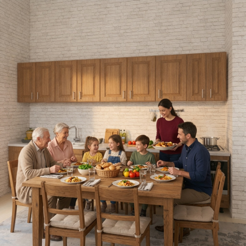 BUCATARII STANDARD - Bucatarie Torino 300 cm, Culoare Nuc,Front  MDF, Pal  18mm, Blat Termorezistent 2,8 cm