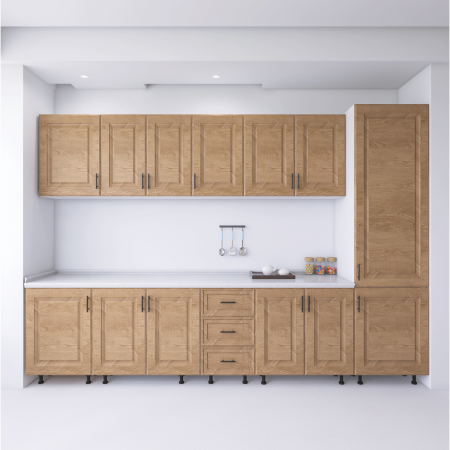 Bucatarie Torino 300 cm, Culoare Nuc, MDF 18mm, Blat Termorezistent 2,8 cm [3]