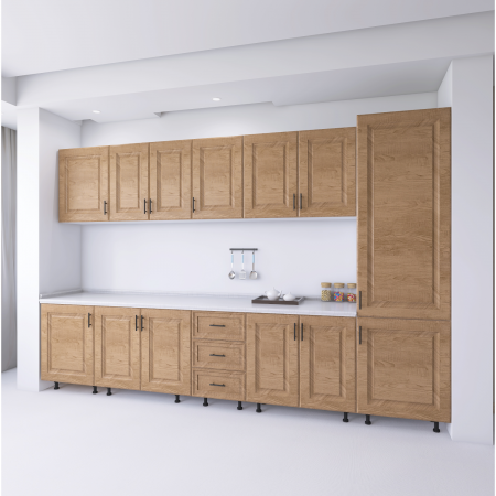 Bucatarie Torino 300 cm, Culoare Nuc, MDF 18mm, Blat Termorezistent 2,8 cm [2]