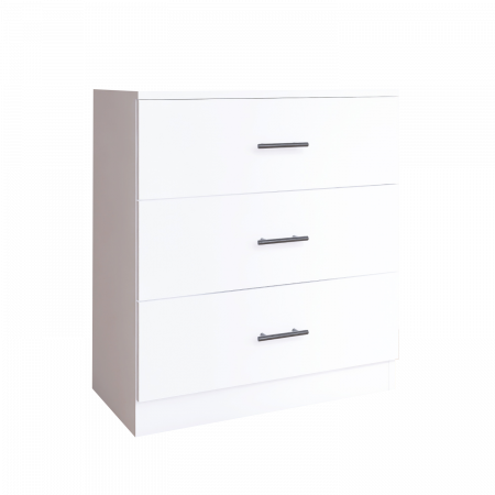 COMODE - Comoda 3 sertare L80 cm x A42.5 cm x H75 cm, Culoare Alb, Pal 18mm