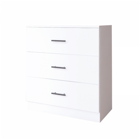 Comoda 3 sertare L80 cm x A42.5 cm x H75 cm, Culoare Alb, Pal 18mm [1]