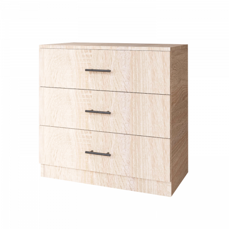 Comoda 3 sertare L80 cm x A43 cm x H75 cm, Culoare Stejar Sonoma, Pal 18mm [1]
