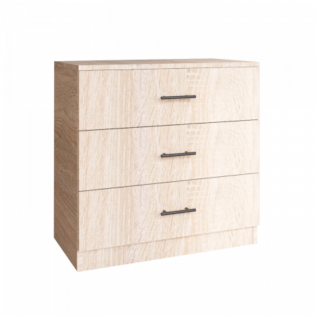 COMODE - Comoda 3 sertare L80 cm x A43 cm x H75 cm, Culoare Stejar Sonoma, Pal 18mm