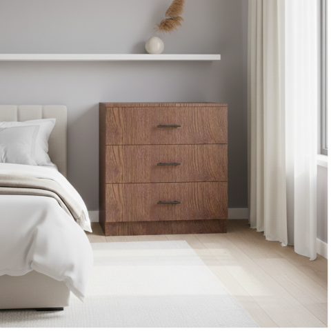 Comoda 3 sertare L80 cm x A43 cm x H75 cm, Culoare Wenge, Pal 18mm [4]