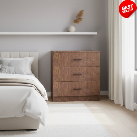 COMODE - Comoda 3 sertare L80 cm x A43 cm x H75 cm, Culoare Wenge, Pal 18mm