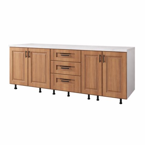 Corp Bucatarie Inferior H90 x A50 x L200 cm, Culoare Nuc , Blat Termorezistent 200 cm [3]