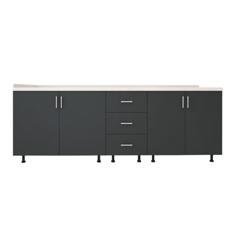 Corp Bucatarie L200 x H80 x A50cm, Front MDF  VOPSIT Gri Antracit, Carcasa Pal 18mm [2]